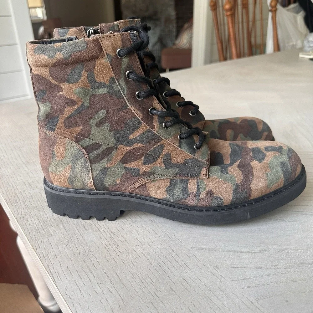 INC Mens Wilder‎ Suede Camo Ankle Boots 11 Combat Lug Sole Army Grunge Goth